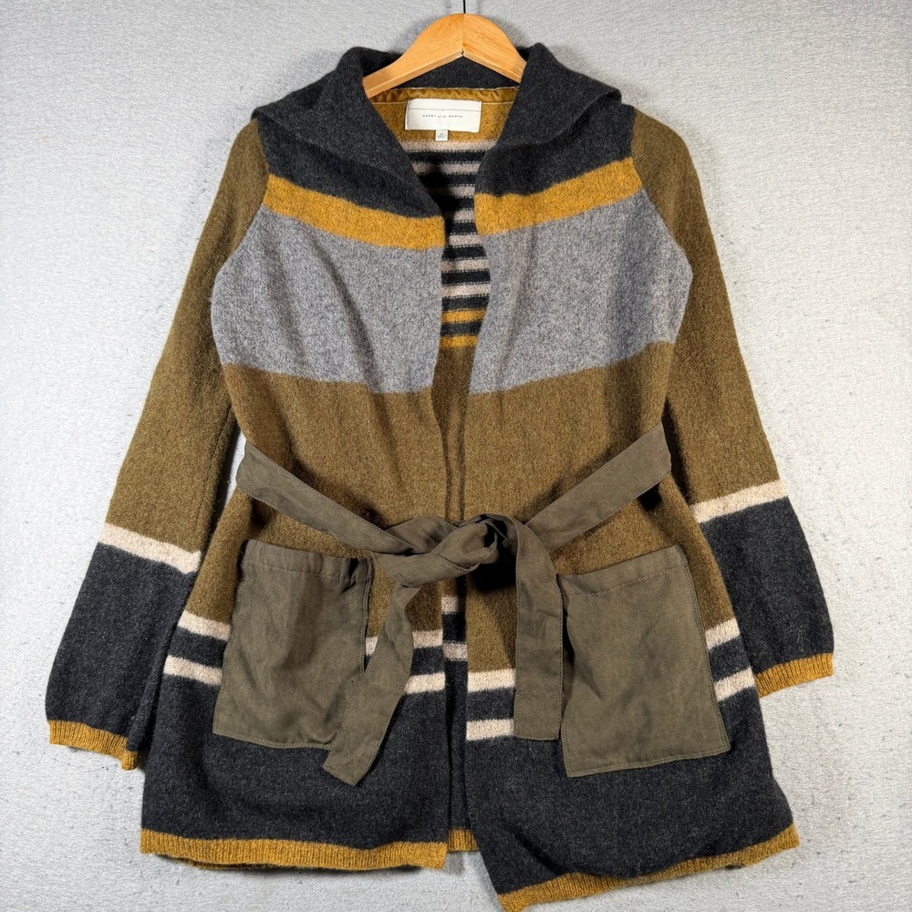 Anthropologie Angel of the North Cardigan Sweater Jacket Belted Pocket Stripe XS